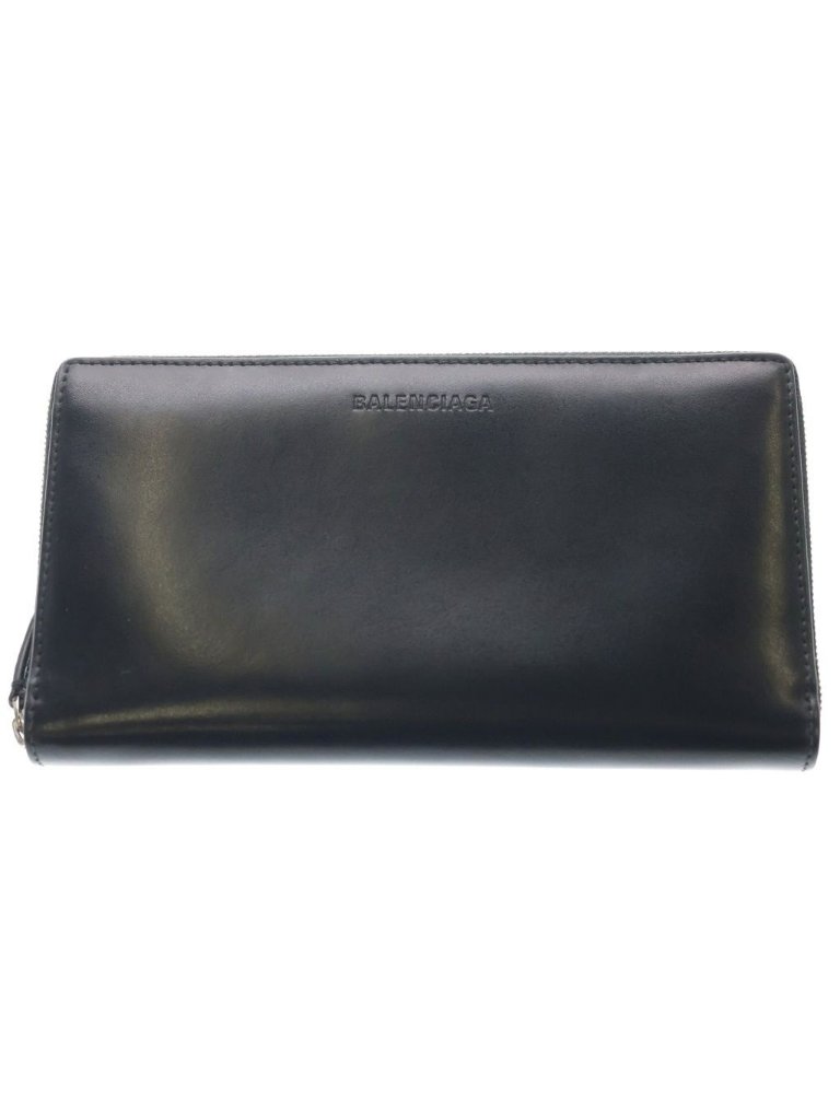 Balenciaga Continental Leather Wallet Black